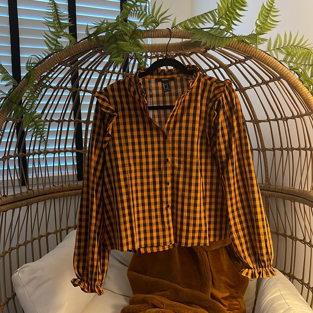 F21 buffalo plaid fall/Halloween button down NWOT